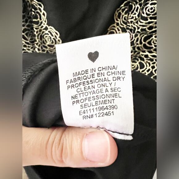 Erin by Erin Fetherston Shelby Black Gold Appliqué Sheath Cocktail Dress Size 4 - Picture 5 of 10